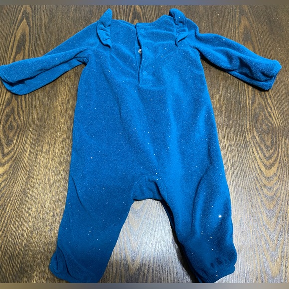 Carter’s Ruffled Sleeve Sparkly Teal Onesie with Gold Sparkles Size 6 Months - Picture 3 of 3